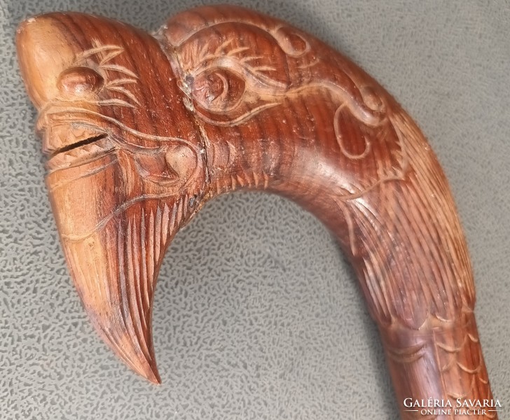 Antique Far Eastern hand-carved walking stick
