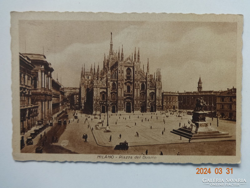 Old, antique postcard: Milan, Cathedral Square (1929)