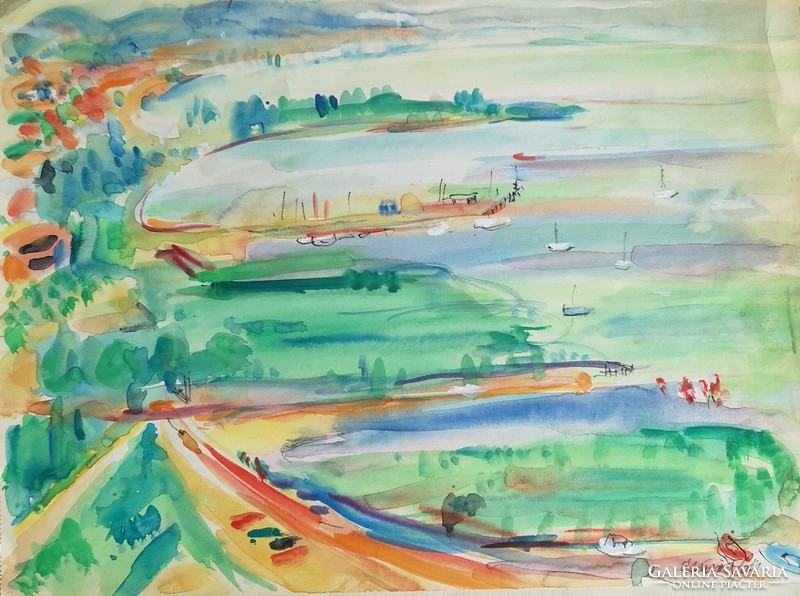 Bruckner Valéria(1900-1992): Balaton/badacsonyi öböl. Jelzett festmény.