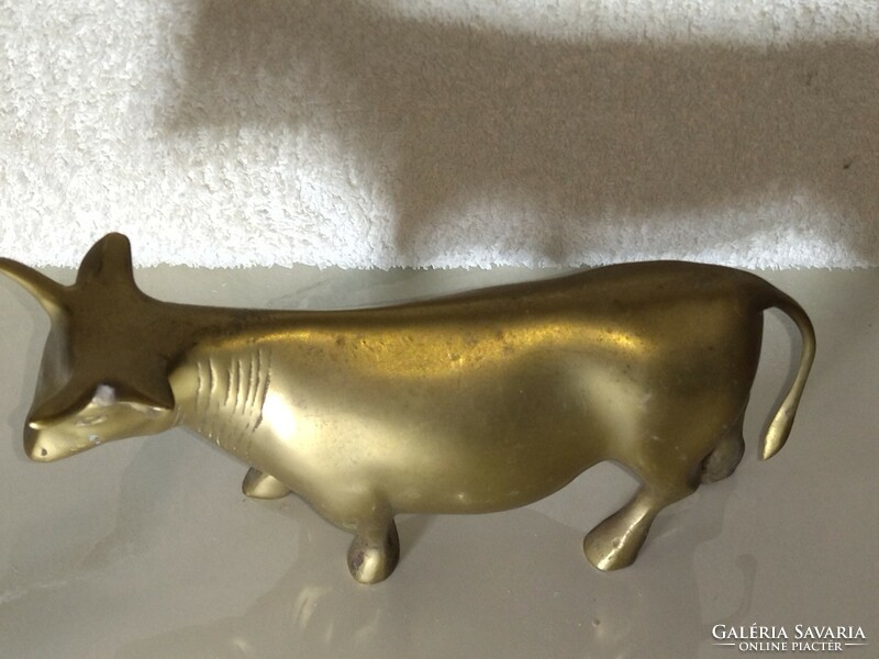 Beautiful antique horned bull heavy copper