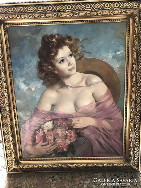 Mária Szánthó: pink nude oil, cardboard large size!