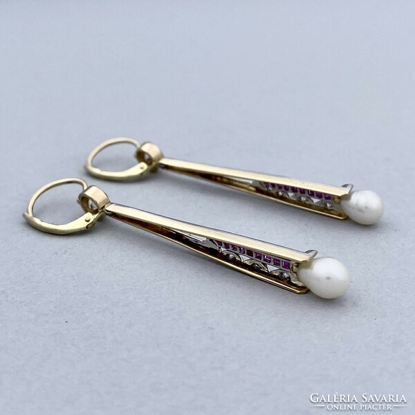 Art deco platinum earrings with diamonds ca.0.70 Ct.