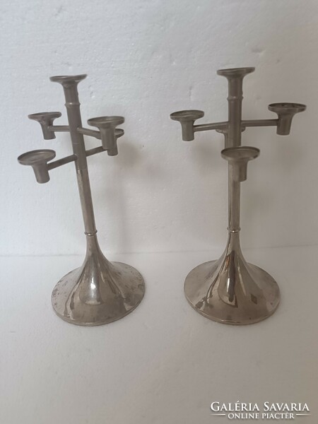 Pair of Midcenturymodern retro vintage applied arts and crafts László candle holders