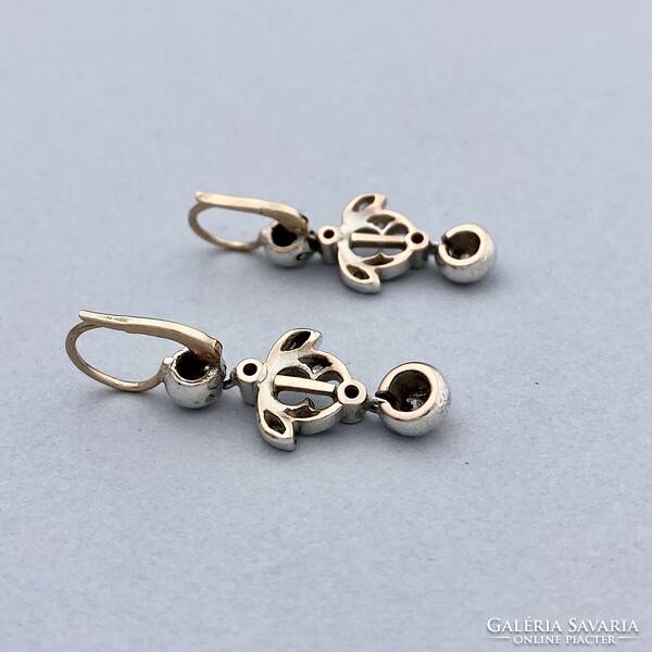 14K Art Nouveau buton earrings with diamonds approx.0.30 Ct.