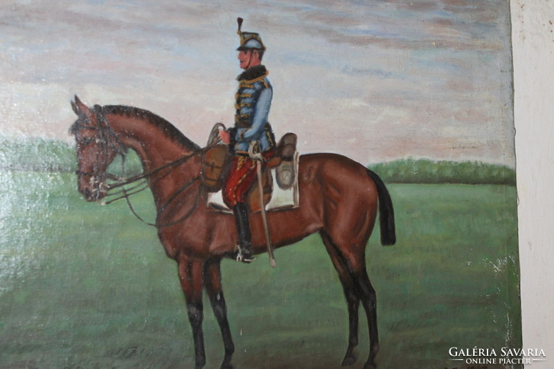 Signed equestrian painting 572