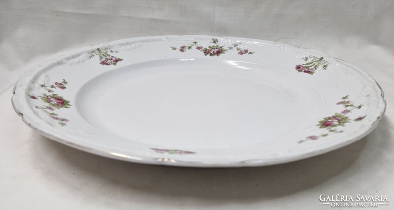 Large porcelain cake bowl with old flower and butterfly pattern 31 cm.