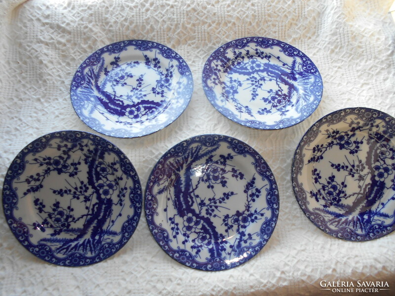 5 pcs porcelain oriental cherry wood floral cake plate 17cm in diameter