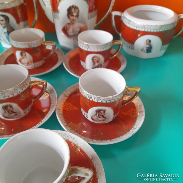 Antique Altwien porcelain coffee set - with portraits
