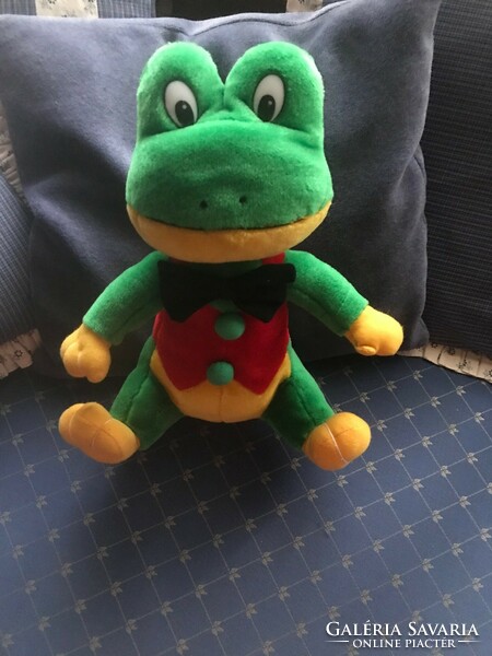 Very nice plush frog in brand new condition. Size: 40x15 cm h. Bauer Nurnberg