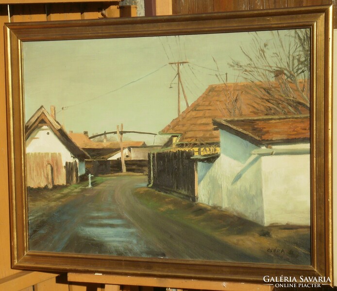 Béla Csóka (1926-2005) : spring / village street