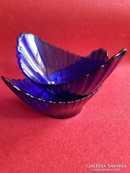 Cobalt blue French glass bowl set face 6 pcs