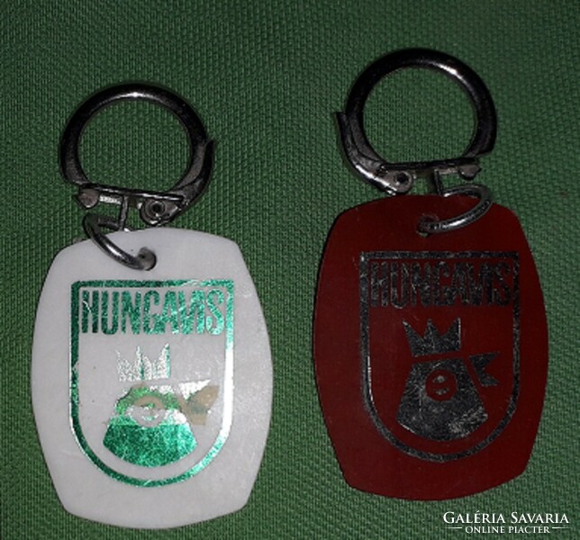Retro 1960s Hungavis bov Orosházi poultry processing key chains together as shown in the pictures