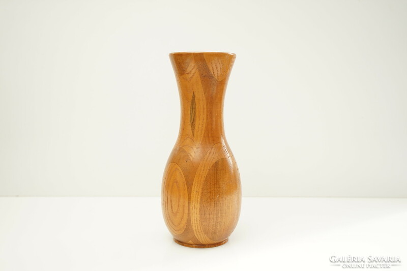Mid century turned wooden vase / retro vase / brown / from the 60s and 70s