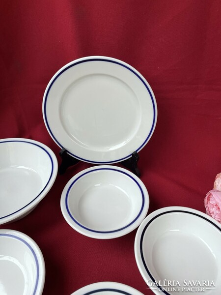 Alföld Alföld canteen pattern blue striped cake compote bowl, goulash plate nostalgia piece