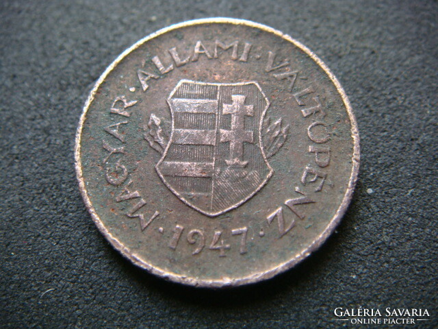 Copper 2 pence 1947 Hungarian state bill