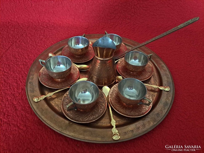 Eladó antik török vörösréz kávéskészlet