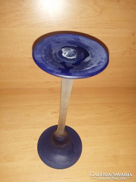 Blue glass candle holder - 27 cm high (fp)