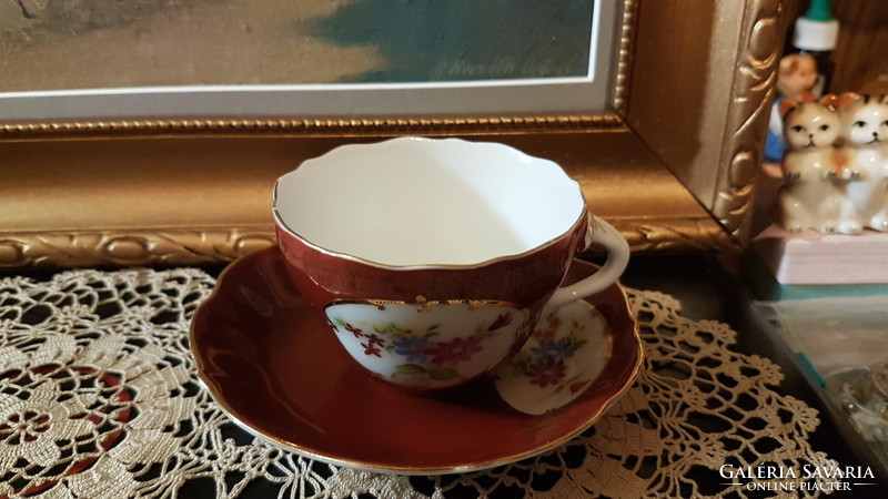 Antique coffee cup with bottom, aquincum collector's quality piece, with beautiful gilding, pattern available for replacement