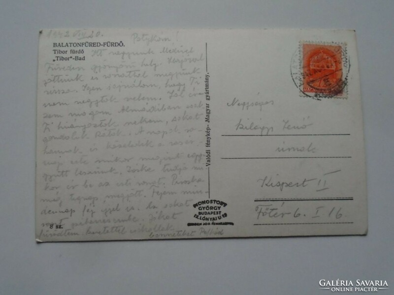 D201867 Balatonfüred bath - Tibor bath old postcard - photo card 1940's