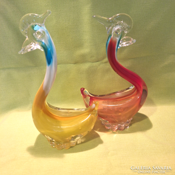 Czech glass rooster statue, ornament (2 pieces)
