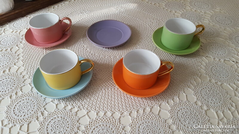 Retro colorful ceramic tea and coffee duo 4 pcs.