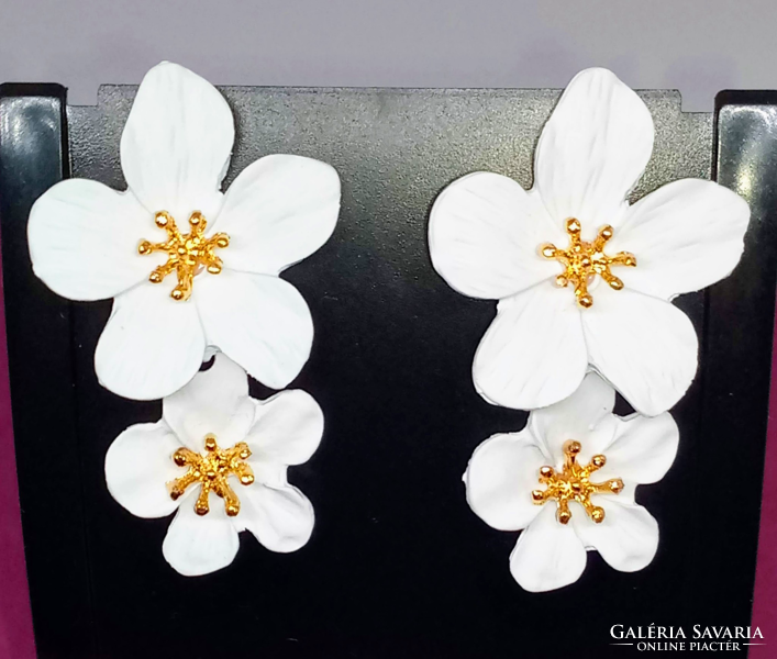 Barackfa virág fehér duplavirágos fülbevaló 403