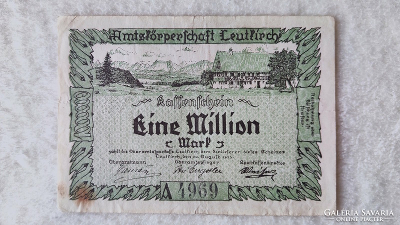Inflációs notgeld, 1 millió márka - Leutkirch, Baden-Württember, 1923 (VF+) | 1 db bankjegy