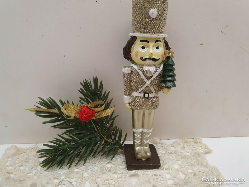 Diótörő katona karácsonyi, téli dekoráció, hibátlan, csillámos