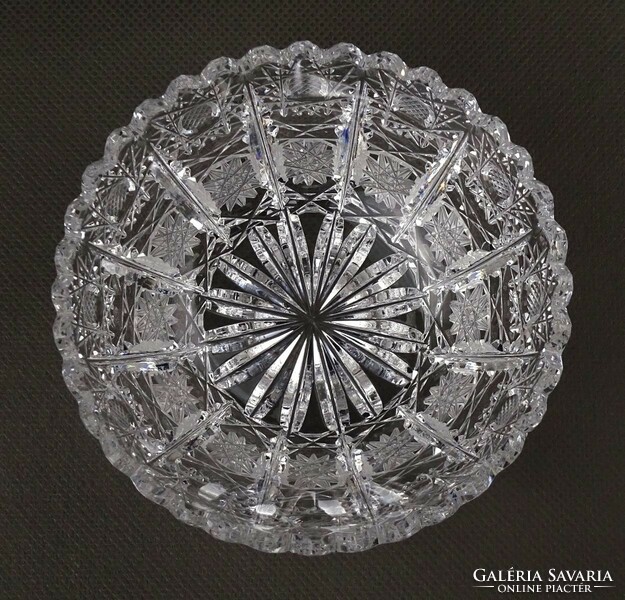 1Q887 Kisméretű hibátlan gyűrűtartó kristály tálka 5 x 10 cm