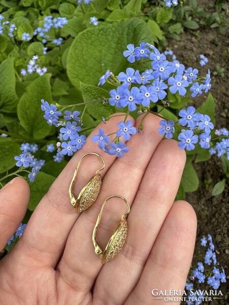 Gold earrings with zirconia stones 14 k