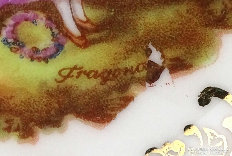 1Q888 Limoges Fragonard pántolt porcelán dísztányér falitányér 10 cm