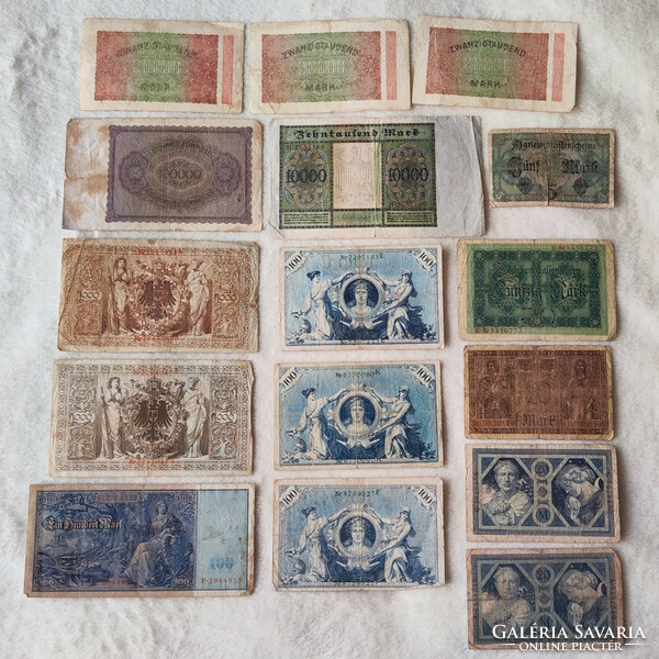 German imperial stamp lot 16 pieces, 1908-1923 (f-vg)