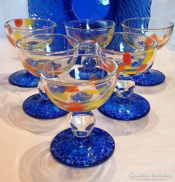 Set of 6 colored glass glasses