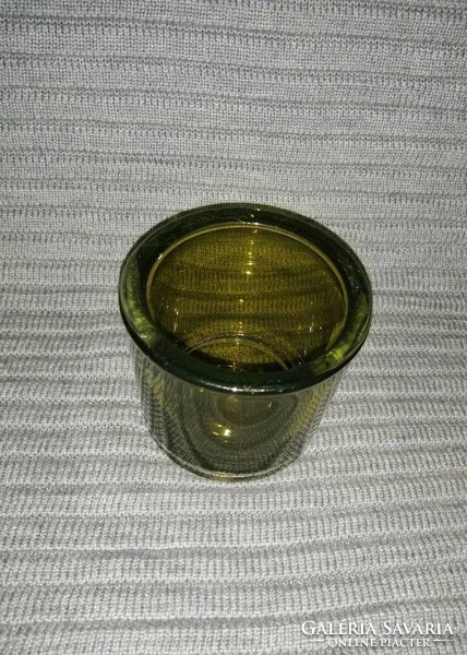 Green glass object, e.g. Pencil holder, candle holder... Etc (a14)