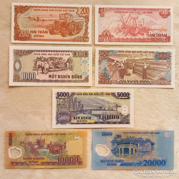 Vietnámi sor 200-20000 dong (UNC) | 7 darab bankjegy