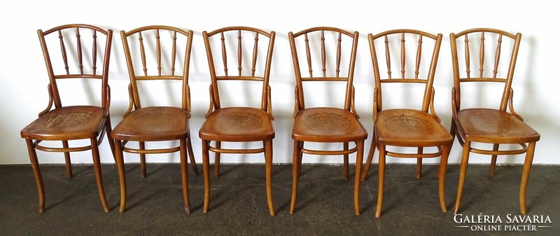 1G645 antique secession marked thonet chair set 6 identical pieces