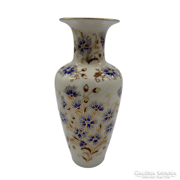 Zsolnay Kék Virágos Váza 20 Cm, Búzavirág M00578