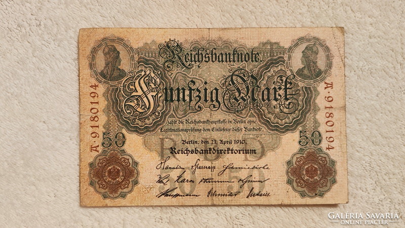 1910-es 50 birodalmi márka (F+) | 1 db bankjegy
