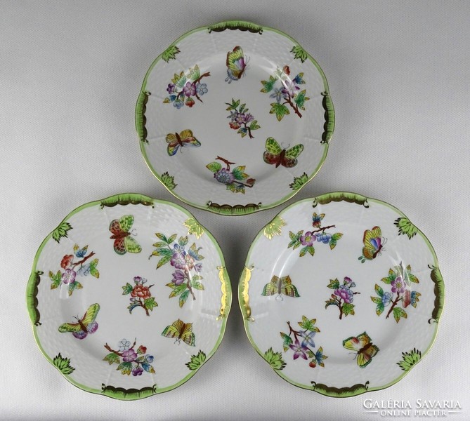 1Q893 Herend porcelain cookie plate with old Victoria pattern, 3 pieces