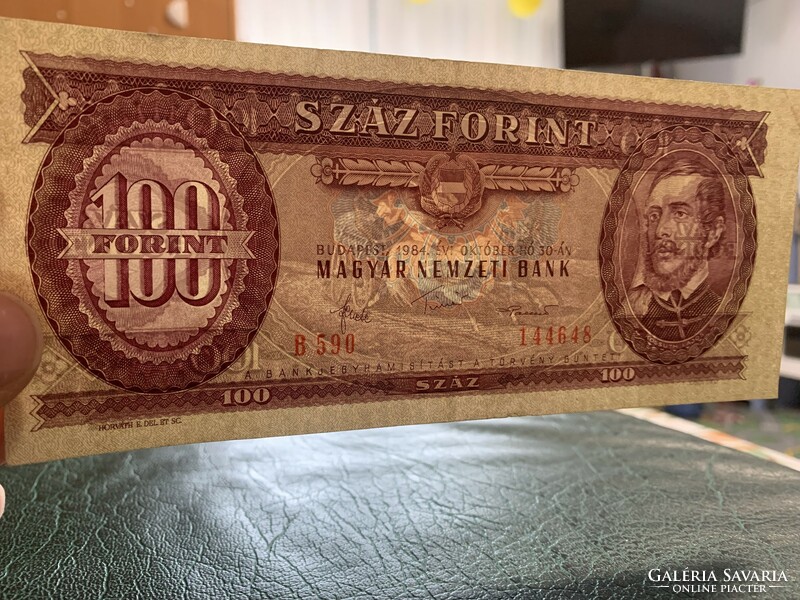 Piros 100 forint 1984 okt.30 VÁGÁSHIBÁS!!! VF+