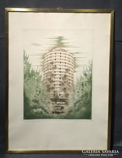 Ábrahám rafael: hotel budapest (etching in frame) capital city hotel