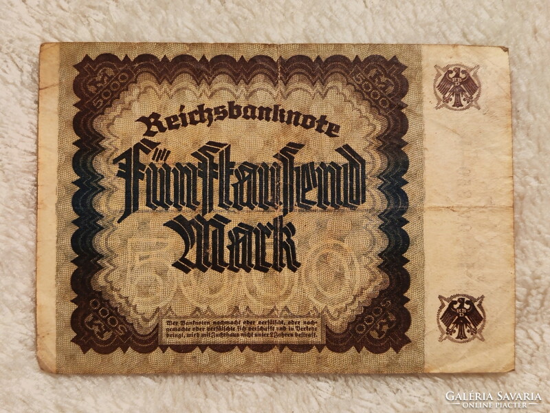 1922-es 5000 birodalmi márka (VF-) – Német weimari köztársaság | 1 db bankjegy