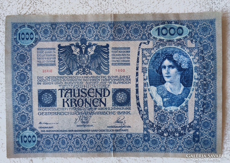 Omm 1000 kroner, 1902 (vf) Austrian, with dö overmark | 1 banknote