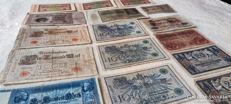 German imperial stamp lot 16 pieces, 1908-1923 (f-vg)