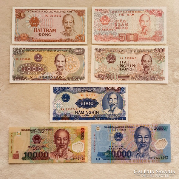 Vietnam line 200-20000 dong (unc) | 7 banknotes