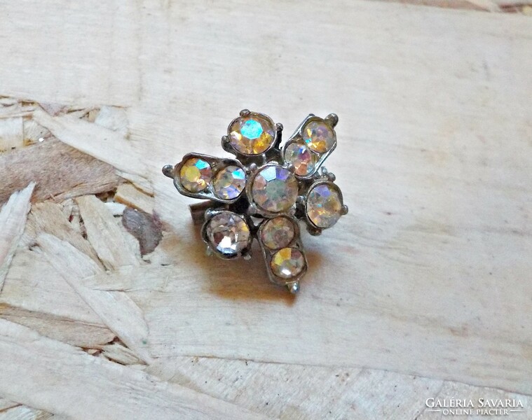 Tiny Czech brooch with glass beads