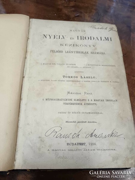 Torkos László: Magyar nyelv- és irodalmi kézikönyv felsőbb leányiskolák számára. 2. köt. Bp., 1886,