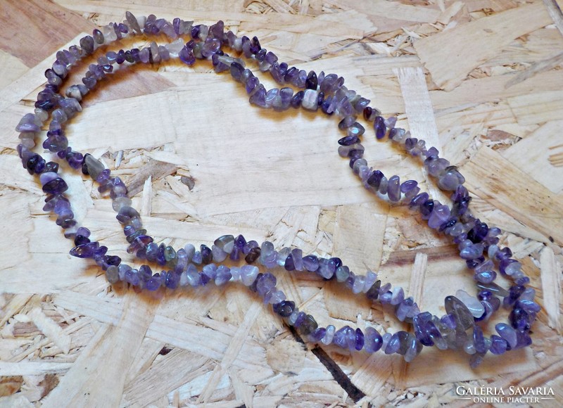 Long necklace with amethyst mineral beads