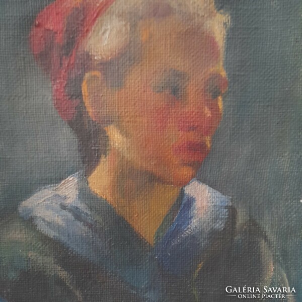 Painter from Nagybánya - Esther the wolf - oil on canvas - portrait painting