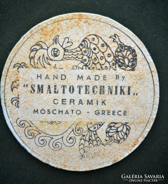 Vintage görög csempe poháralátét kakas / szarvas